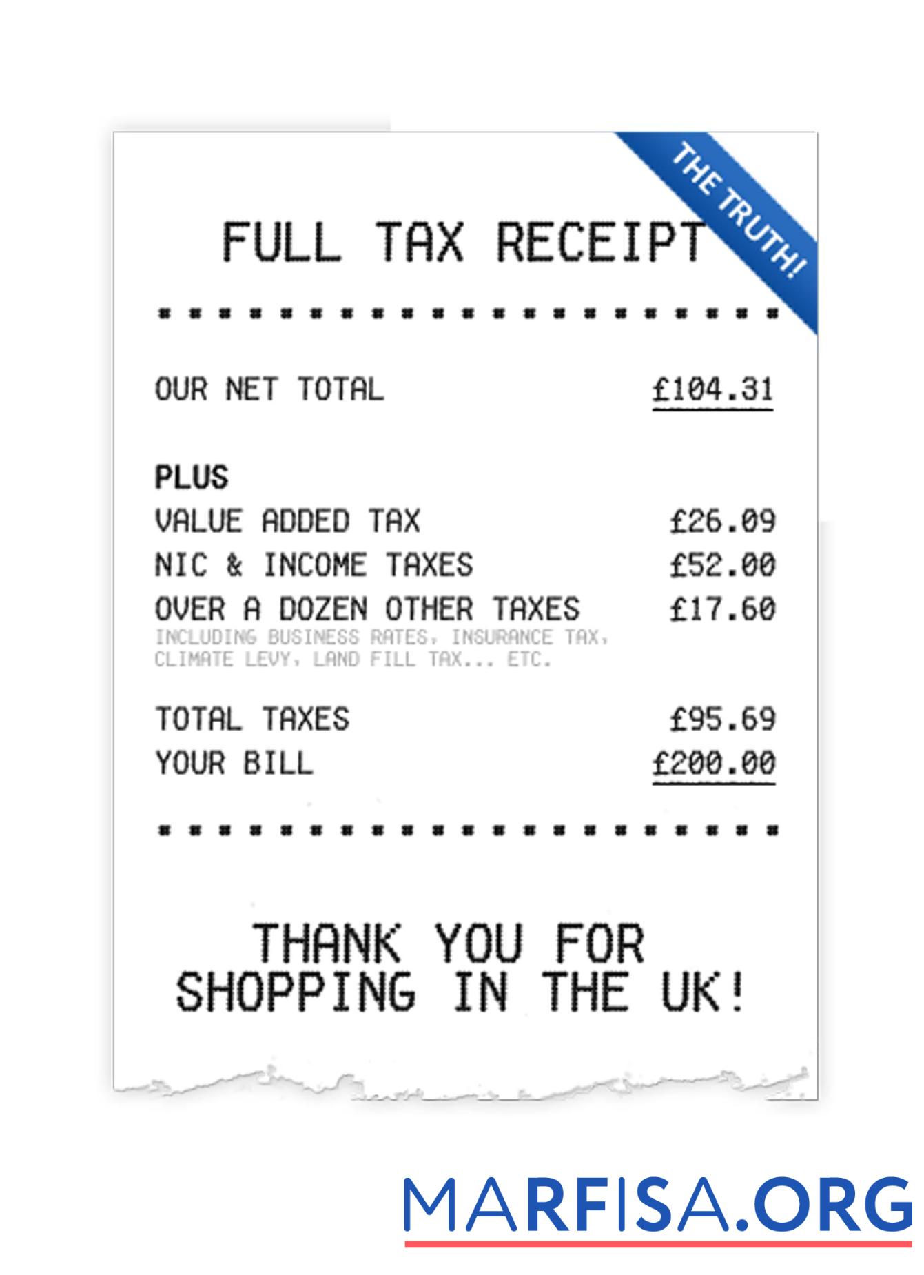 Realistic FULL TAX receipt sample